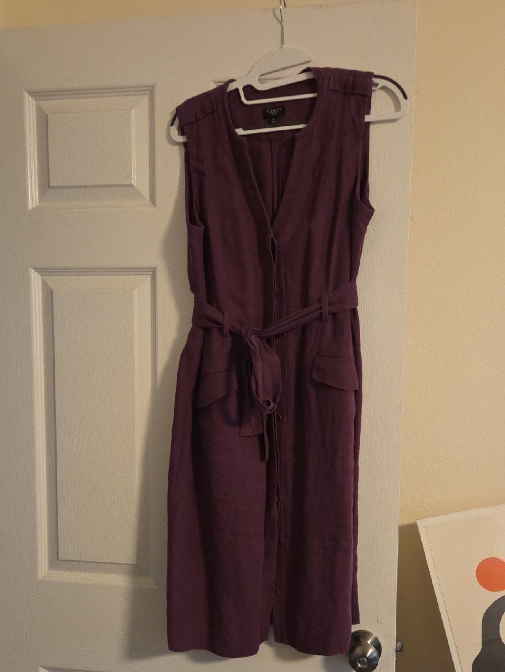 Talbots Plum Sleeveless Tie-Front Midi Dress